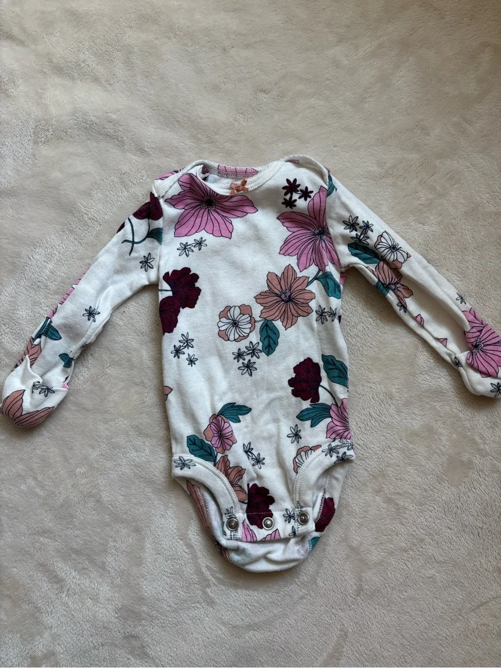 NWOT Carter’s Baby Girl 4-Piece Turquoise Floral Set - Sleeper, Hat, 2 Bodysuits